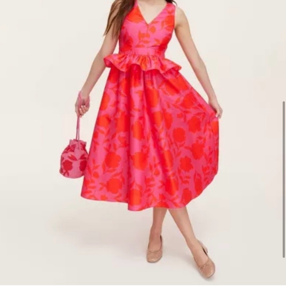 KATE SPADE • X TARGET NWT Women's Classic Rose Peplum Midi Dress